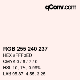 Color code: RGB 255 240 237 | qconv.com