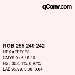 Color code: RGB 255 240 242 | qconv.com