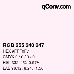 Color code: RGB 255 240 247 | qconv.com