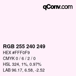 Color code: RGB 255 240 249 | qconv.com