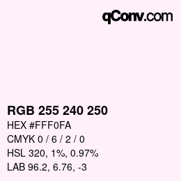 Color code: RGB 255 240 250 | qconv.com