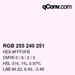 Color code: RGB 255 240 251 | qconv.com