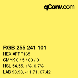 颜色代码: RGB 255 241 101 | qconv.com