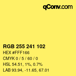 Color code: RGB 255 241 102 | qconv.com