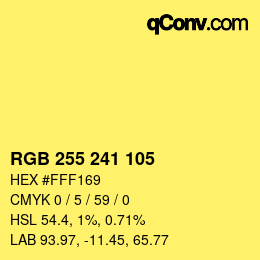 Color code: RGB 255 241 105 | qconv.com