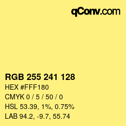 カラーコード: RGB 255 241 128 | qconv.com