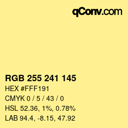 Color code: RGB 255 241 145 | qconv.com