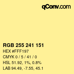 Color code: RGB 255 241 151 | qconv.com