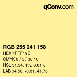 Color code: RGB 255 241 158 | qconv.com