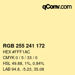 Código de color: RGB 255 241 172 | qconv.com