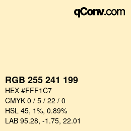 颜色代码: RGB 255 241 199 | qconv.com