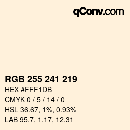 Color code: RGB 255 241 219 | qconv.com