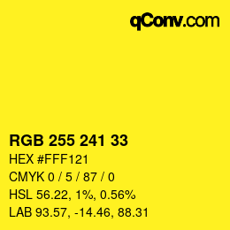 Color code: RGB 255 241 33 | qconv.com