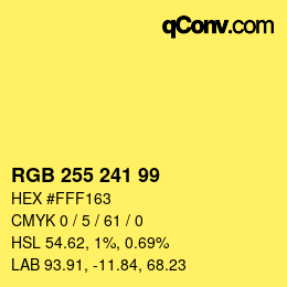 Color code: RGB 255 241 99 | qconv.com