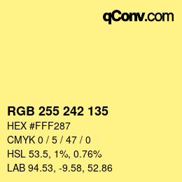 Color code: RGB 255 242 135 | qconv.com