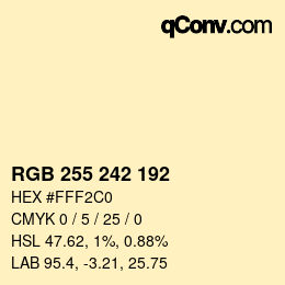カラーコード: RGB 255 242 192 | qconv.com