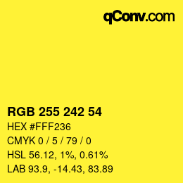 Color code: RGB 255 242 54 | qconv.com