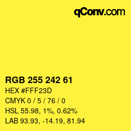 Color code: RGB 255 242 61 | qconv.com