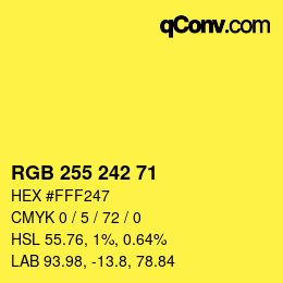 Color code: RGB 255 242 71 | qconv.com