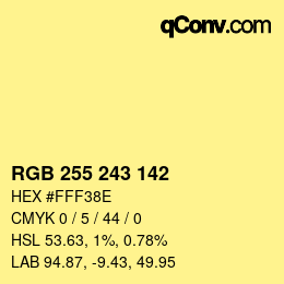 Color code: RGB 255 243 142 | qconv.com