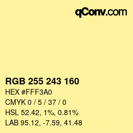 Color code: RGB 255 243 160 | qconv.com