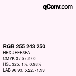 Color code: RGB 255 243 250 | qconv.com