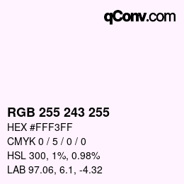 Color code: RGB 255 243 255 | qconv.com