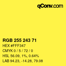 Color code: RGB 255 243 71 | qconv.com