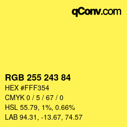 颜色代码: RGB 255 243 84 | qconv.com