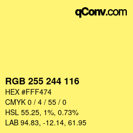 Código de color: RGB 255 244 116 | qconv.com