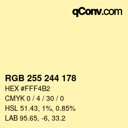 Code couleur: RGB 255 244 178 | qconv.com