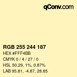Color code: RGB 255 244 187 | qconv.com