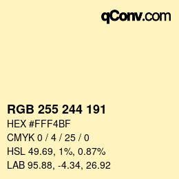 颜色代码: RGB 255 244 191 | qconv.com