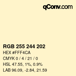 カラーコード: RGB 255 244 202 | qconv.com