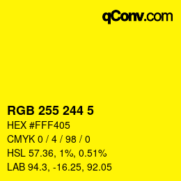 Color code: RGB 255 244 5 | qconv.com