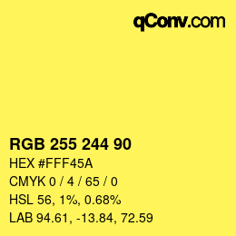 Color code: RGB 255 244 90 | qconv.com