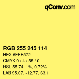 Color code: RGB 255 245 114 | qconv.com