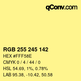 Color code: RGB 255 245 142 | qconv.com