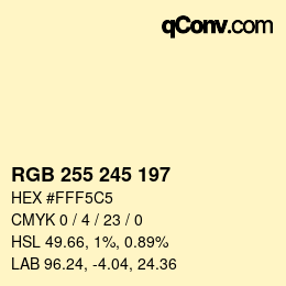 Code couleur: RGB 255 245 197 | qconv.com