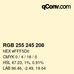 Código de color: RGB 255 245 208 | qconv.com