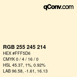 Color code: RGB 255 245 214 | qconv.com