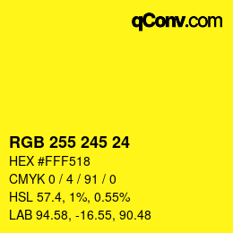 Color code: RGB 255 245 24 | qconv.com
