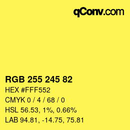 Color code: RGB 255 245 82 | qconv.com