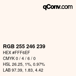 Color code: RGB 255 246 239 | qconv.com