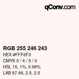 Código de color: RGB 255 246 243 | qconv.com