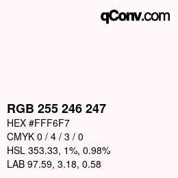 Color code: RGB 255 246 247 | qconv.com