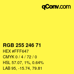 Color code: RGB 255 246 71 | qconv.com