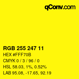Color code: RGB 255 247 11 | qconv.com
