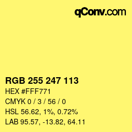 Color code: RGB 255 247 113 | qconv.com