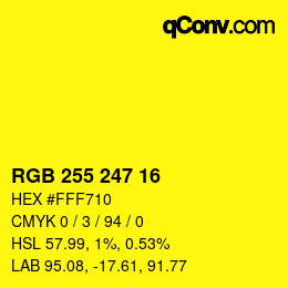 カラーコード: RGB 255 247 16 | qconv.com